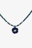 Azurite Necklace w/ Lapis & Opal Flower