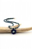Azurite Necklace w/ Lapis & Opal Flower