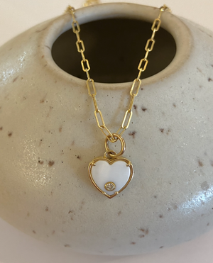 MOP Heart & Diamond Necklace