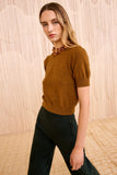 Liv Embroidered Cashmere Short Sleeve Knit