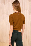 Liv Embroidered Cashmere Short Sleeve Knit