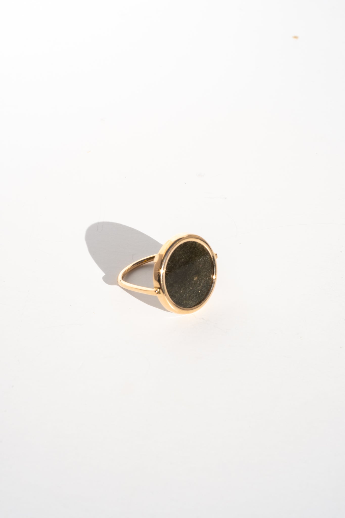 Golden Obsidian Disc Ring