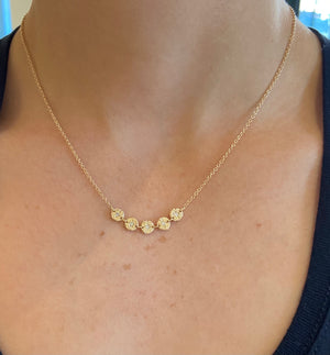 14k Yellow Gold Five Disc with Diamonds Necklace