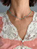 14k Gold Turquoise Ball Necklace